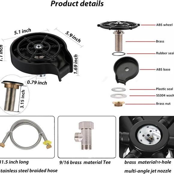 Automatic cup washer for kitchen sink faucet glass washer cleaner(1 Set) - Picture 10 of 10